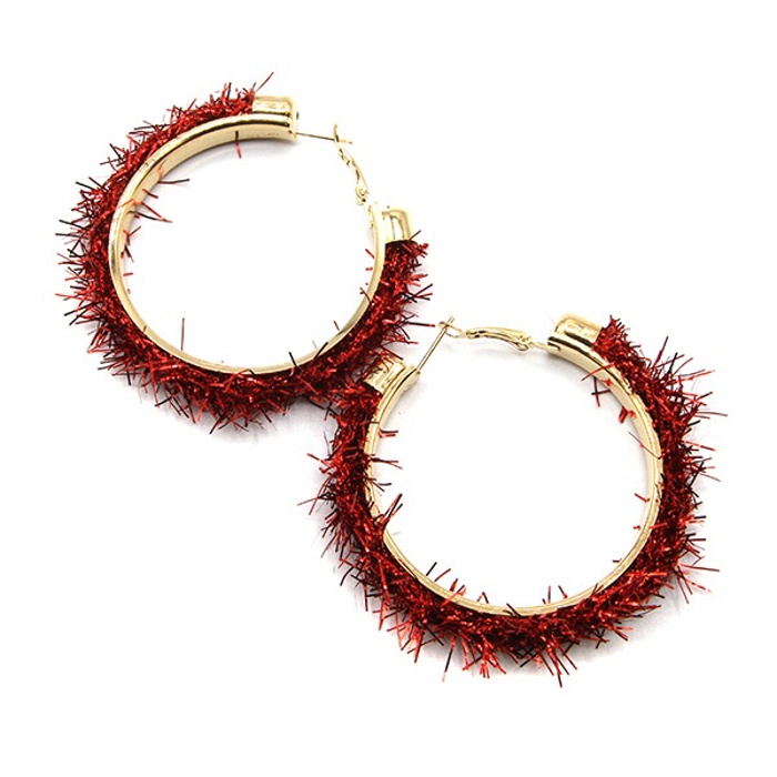 Holiday Hoop Tinsel Earrings