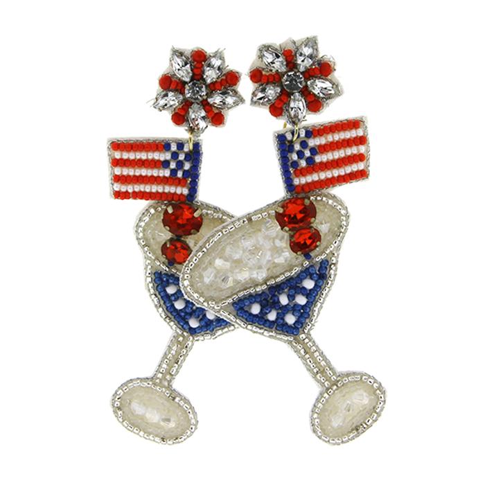 USA FLAG COCKTAIL BLING Earrings