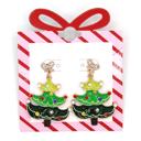  Bling Bow Christmas Tree Dangle Post Earrings