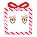  CHRISTmas Candy Cane Heart Bow Bling Stud Earrings