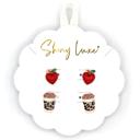  TEACHER Apple & Leopard Coffee Stud Earrings SET - Great Gift