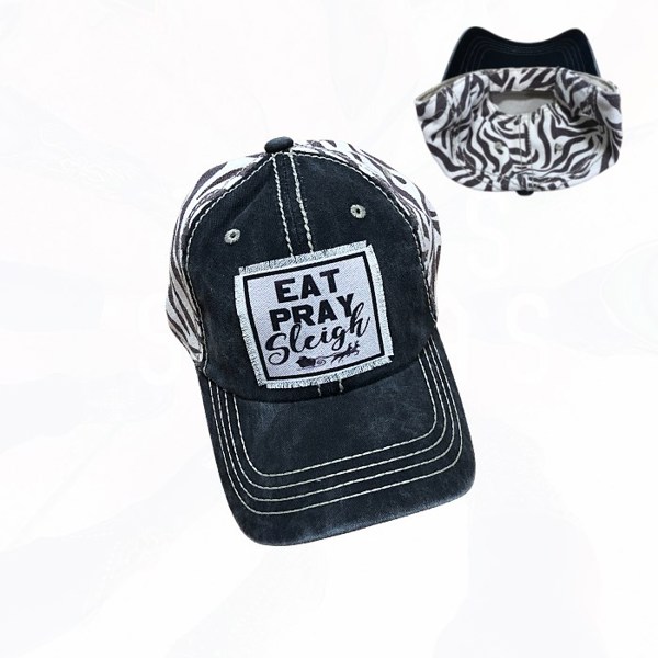 EAT PRAY SLEIGH CHRISTMAS ZEBRA HAT