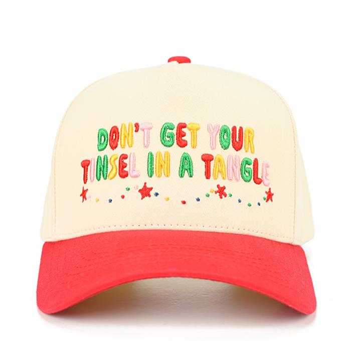 C.C Don't Get Your Tinsel In A Tangle Embroidered Hat Red