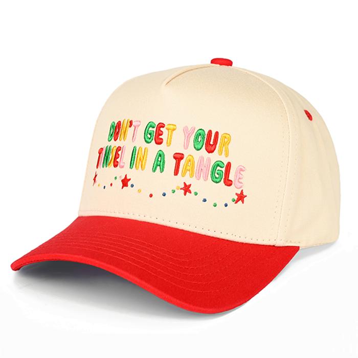 C.C Don't Get Your Tinsel In A Tangle Embroidered Hat Red