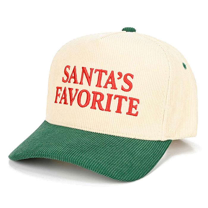 CHRISTMAS C.C Santa's Favorite Embroidered Corduroy Hat GREEN