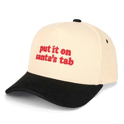 CHRISTMAS C.C Put It On Santa's Tab Embroidered Corduroy Hat Black