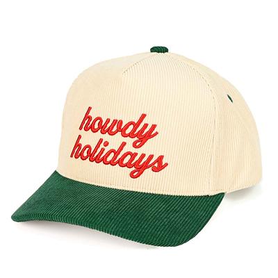 CHRISTMAS C.C Howdy Holidays Embroidered Corduroy Hat Green 