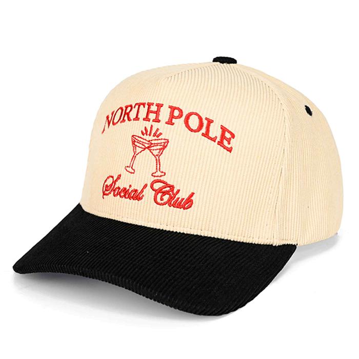    CHRISTMAS C.C North Pole Social Club Corduroy Hat Black
