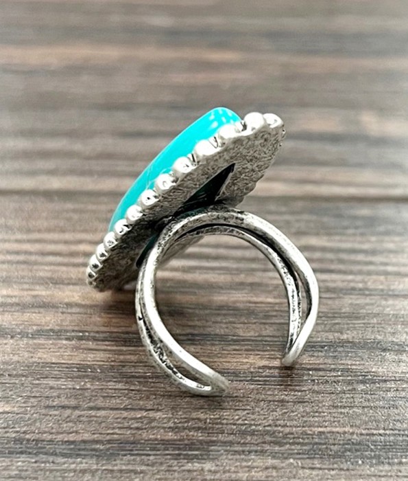 Navajo Turquoise Oval Stone Cuff Ring