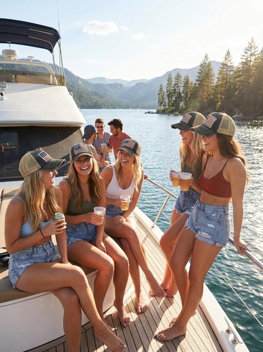 AMERICAN FLAG TRUCKER HAT