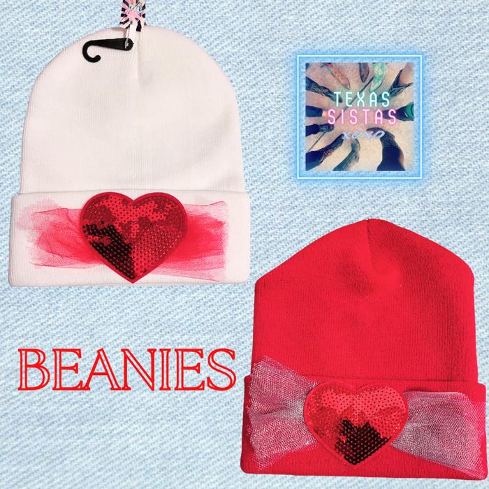 NEW Sequin Heart Beanies