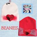  NEW Sequin Heart Beanies