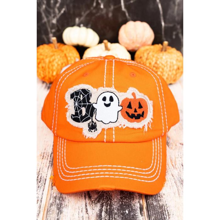 BOO GHOST HALLOWEEN Patch Hats - Orange or Black