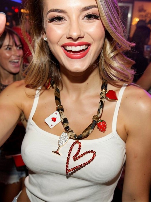 Leopard HEARTS Charm Adjustable Scarf Necklace Bling Heart