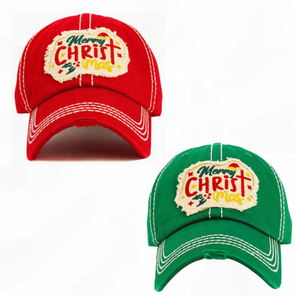 Merry CHRISTmas Hats - Red or Green