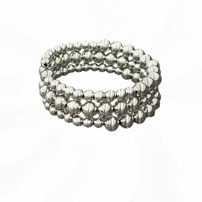 Chunky Shiny Wrap Silver Beads Bracelet