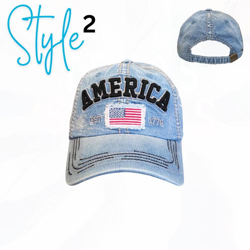 America Est 1776 Flag Hats