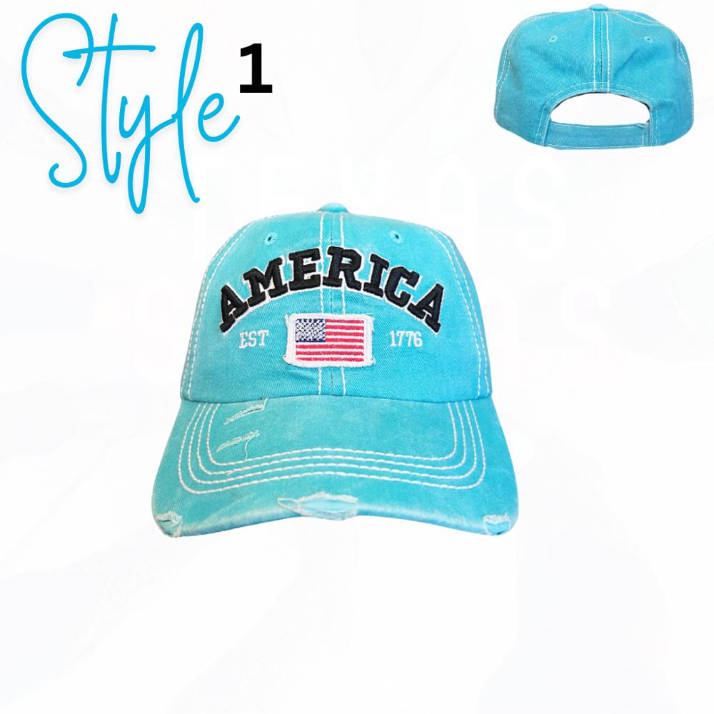 America Est 1776 Flag Hats