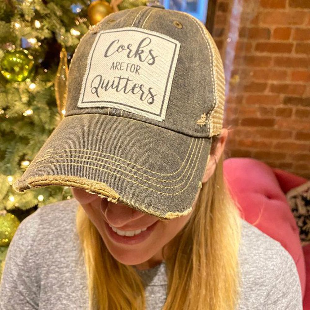 CORKS ARE FOR QUITTERS TRUCKER HAT -FREE SHIPPING