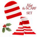  Holiday Candy Cane Hat & Scarf Set