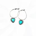  Heart Drop Turquoise Hoop Earrings