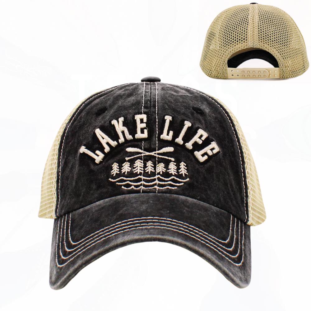 LAKE LIFE TRUCKER HATS - MUSTARD OR BLACK - FREE SHIPPING