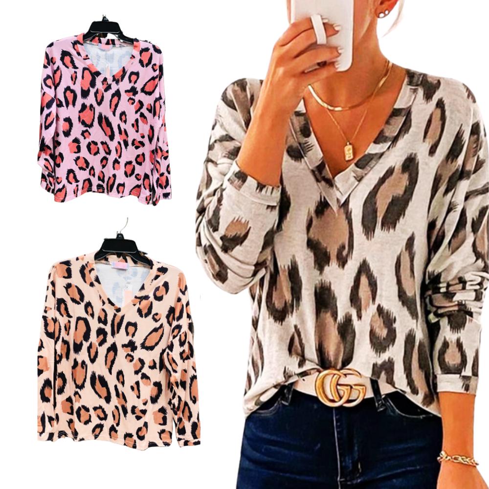 Cute Leopard V-Neck Tops - FREE SHIPPING