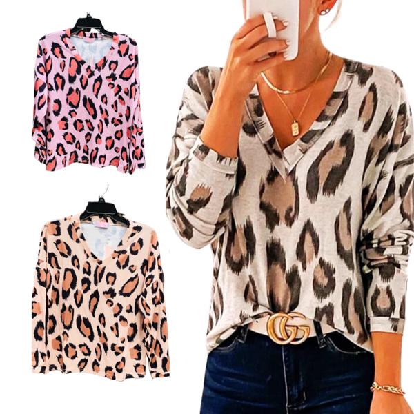 Cute Leopard V-Neck Tops