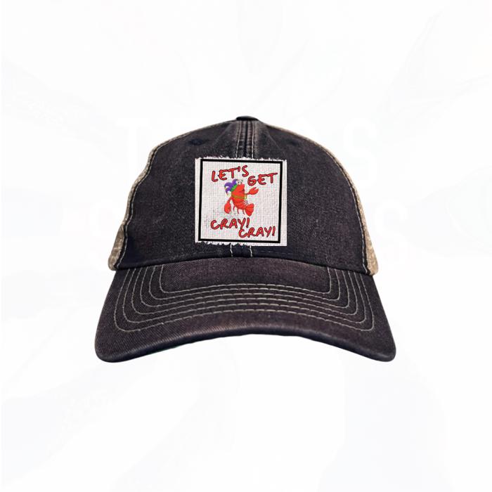 LET'S GET CRAY CRAY Crawfish & Mardis Gras Season Trucker Hats - Many Colors