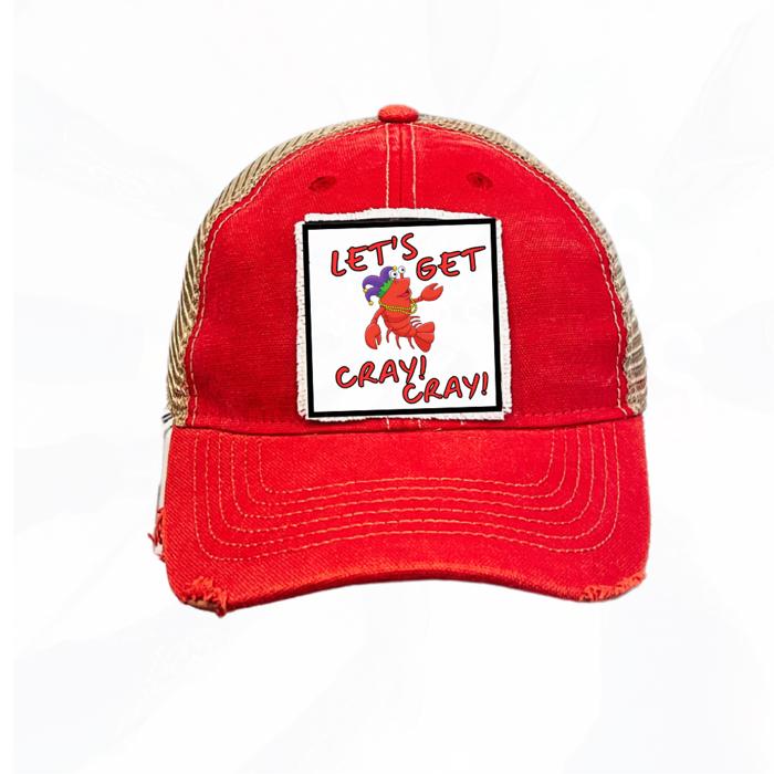 LET'S GET CRAY CRAY Crawfish & Mardis Gras Season Trucker Hats - Many Colors