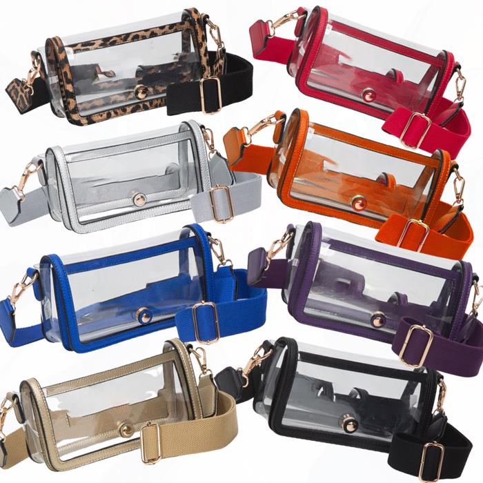 Fold Over Magnetic Snap Gameday Crossbody Clear - 10 COLORS