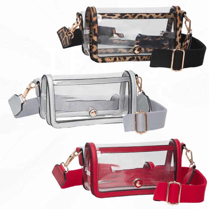 Fold Over Magnetic Snap Gameday Crossbody Clear - 10 COLORS