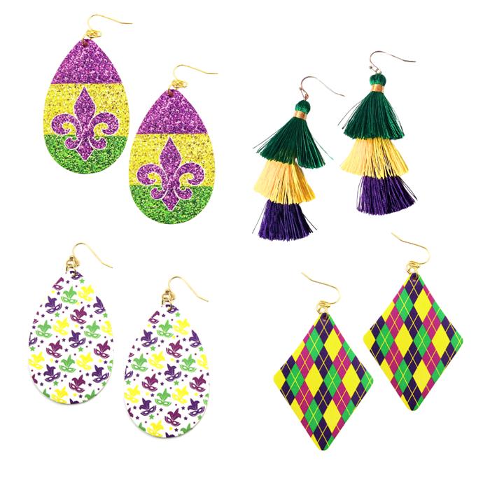 SUPER CUTE MARDI GRAS EARRINGS