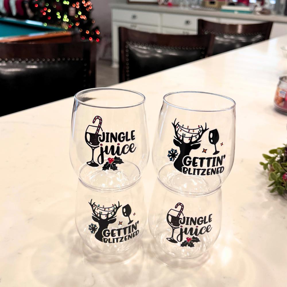 Sassy Holiday Wine Tumblers 4 Pack