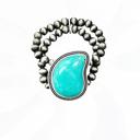  Navajo Bead Turquoise Slab Stretch Bracelet