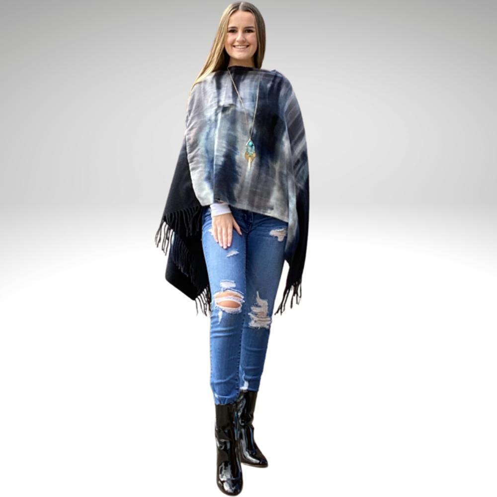 Super Cute Tie-Dye Fringe Poncho