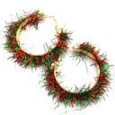 RED & GREEN Holiday Hoop Tinsel Earrings