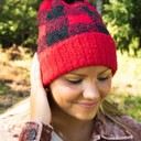  Super Cute Red & Black Check Pom Beanie