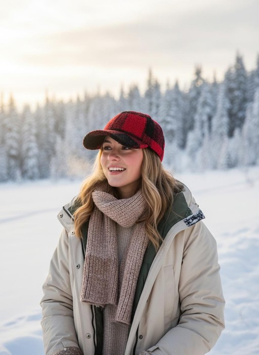 CC Sherpa Buffalo Plaid Baseball Cap Red Black