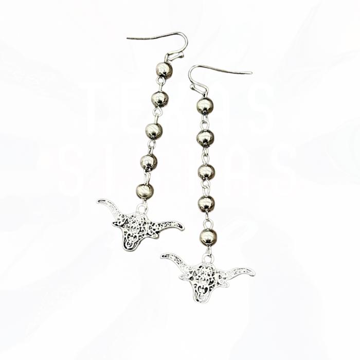 Navajo Bead Longhorn Drop Earrings