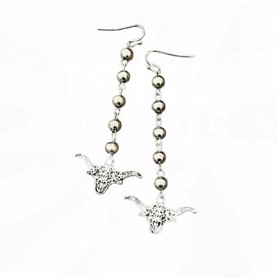 Navajo Bead Longhorn Drop Earrings
