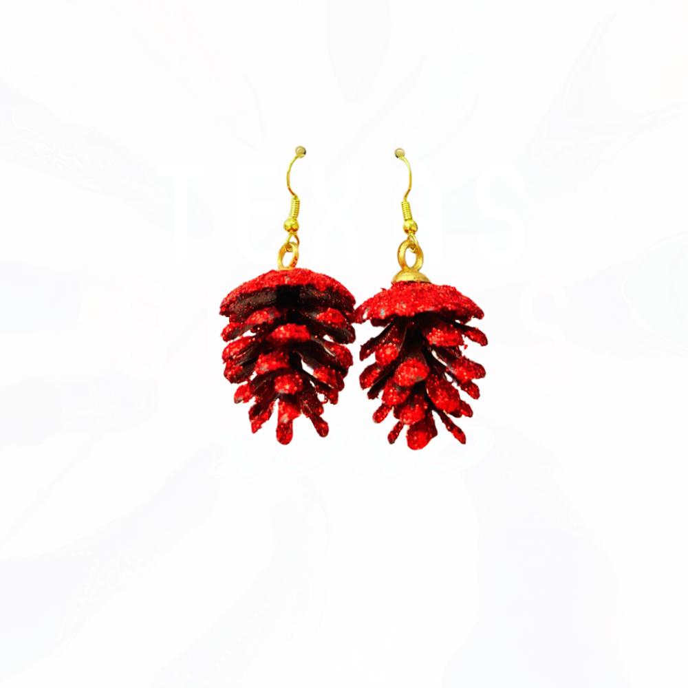 Glitter Pine Cone Red earrings