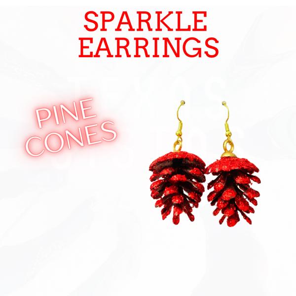 Glitter Pine Cone Red earrings