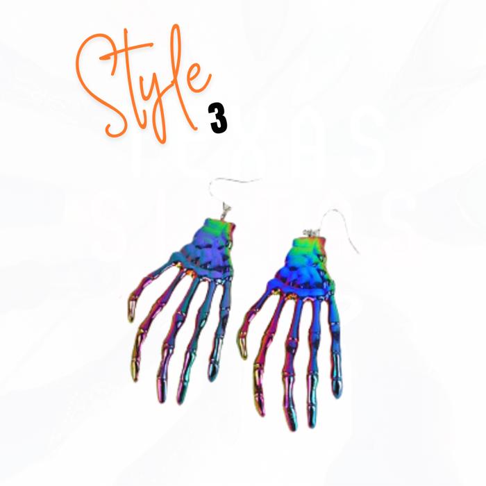 SO FUN HALLOWEEN SKELETON HANDS EARRINGS - 3 COLORS