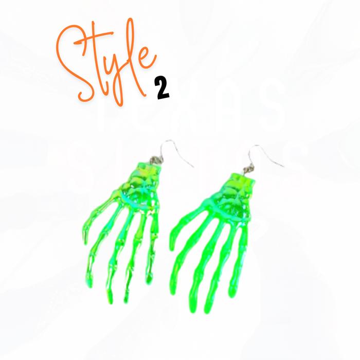 SO FUN HALLOWEEN SKELETON HANDS EARRINGS - 3 COLORS