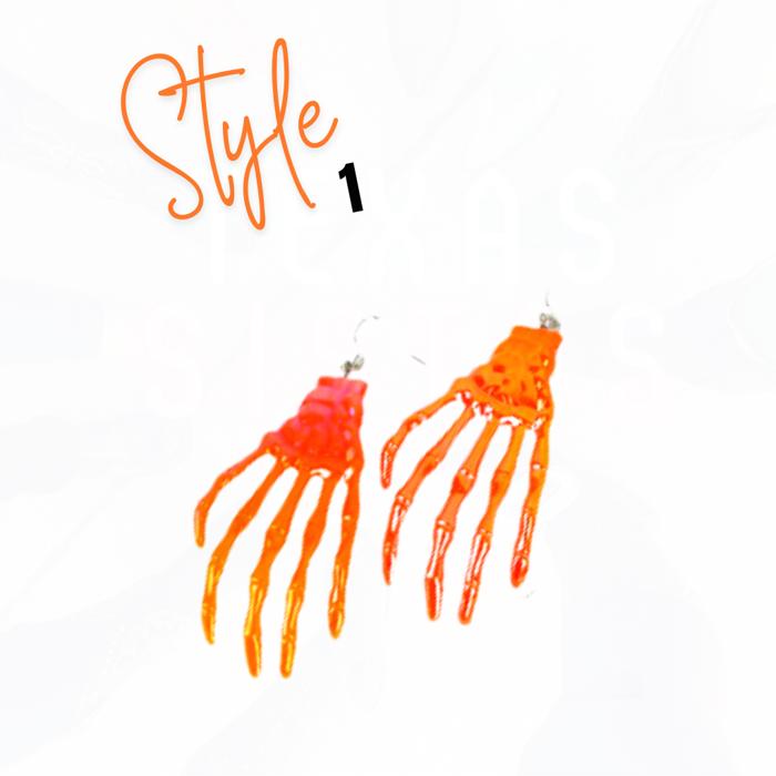 SO FUN HALLOWEEN SKELETON HANDS EARRINGS - 3 COLORS