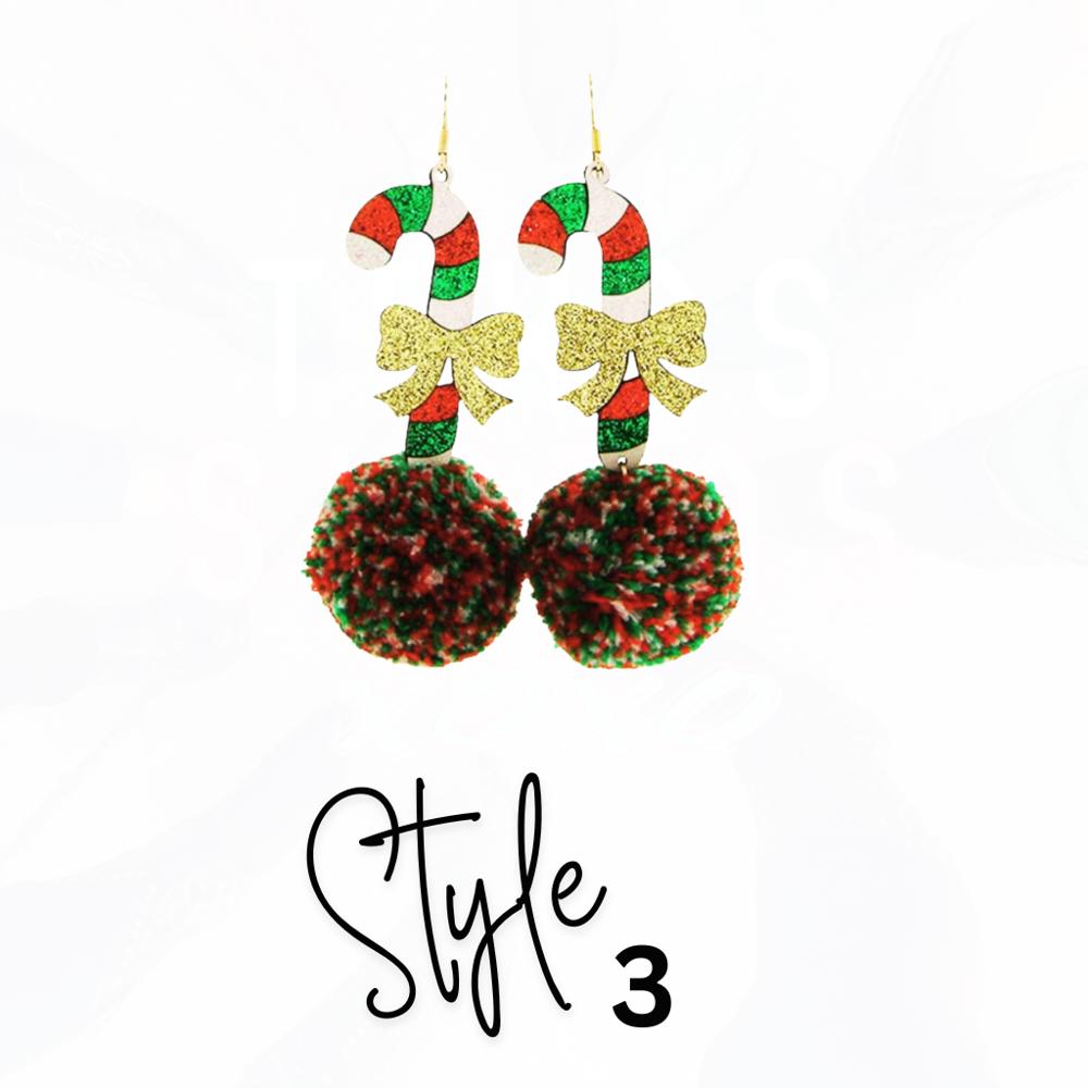 Fluffy Bling Holiday Earrings - FREE SHIPPING