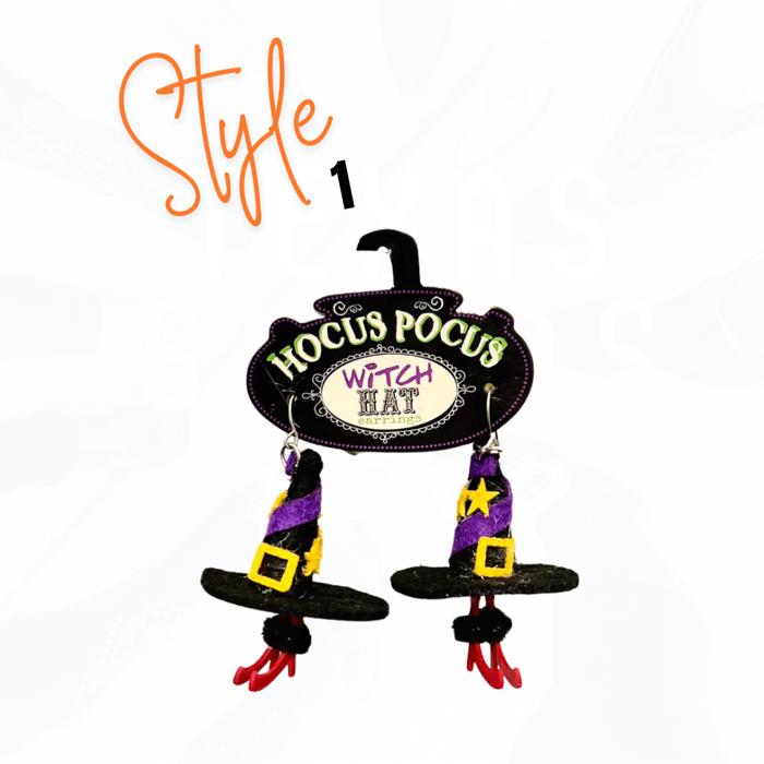 Hocus Pocus Witch Hat Halloween Earrings - 3 Styles