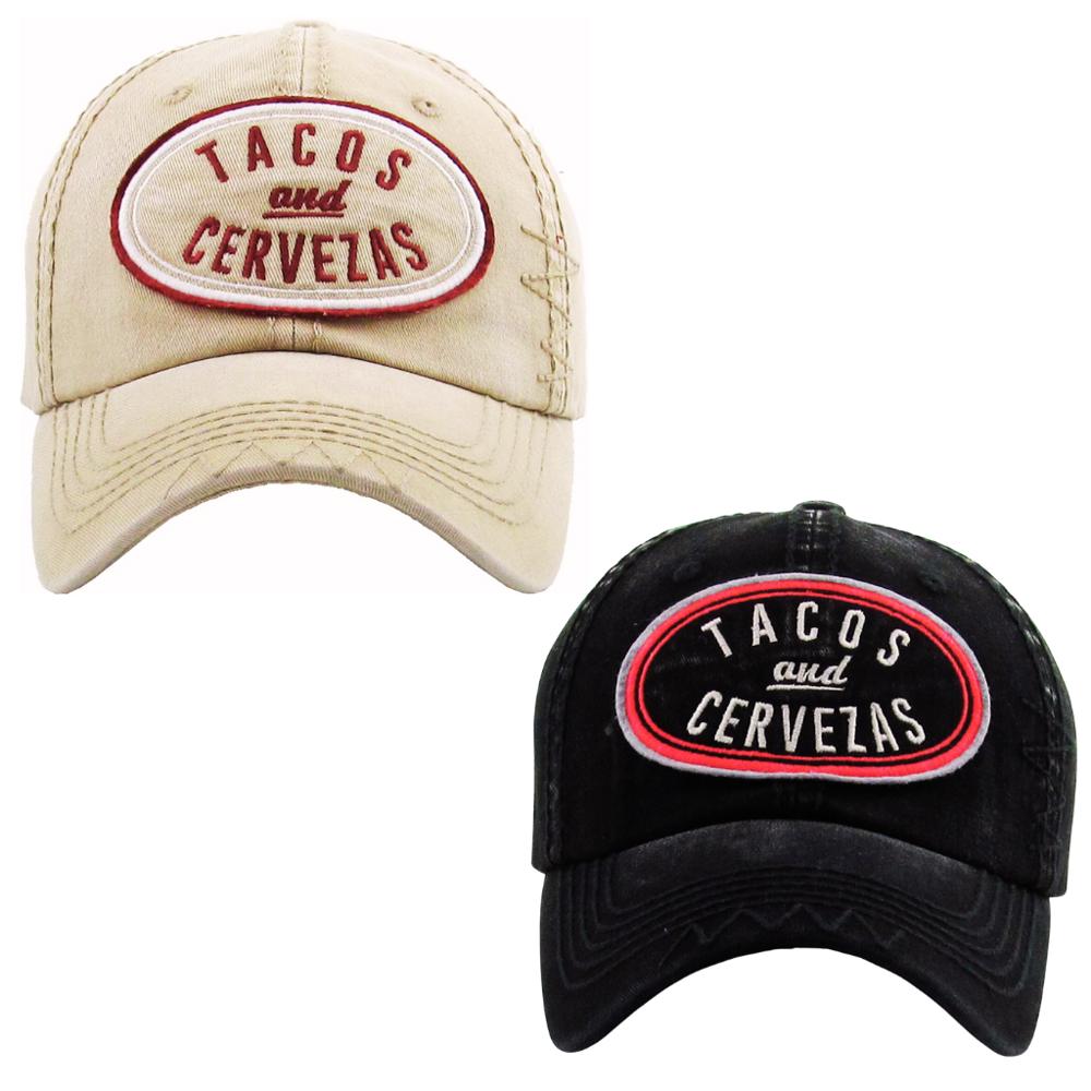 Tacos and Cervezas Hats - Black or Tan