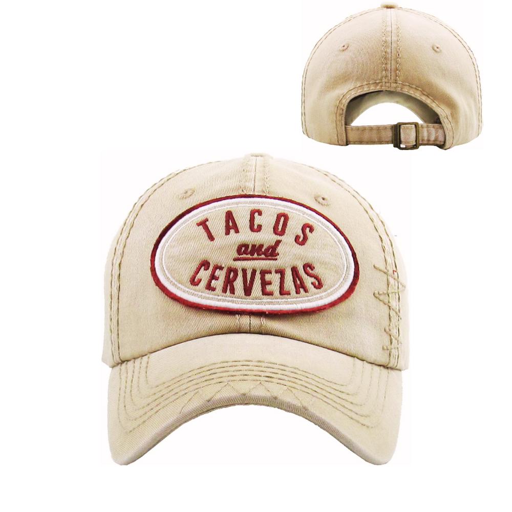 Tacos and Cervezas Hats - Black or Tan